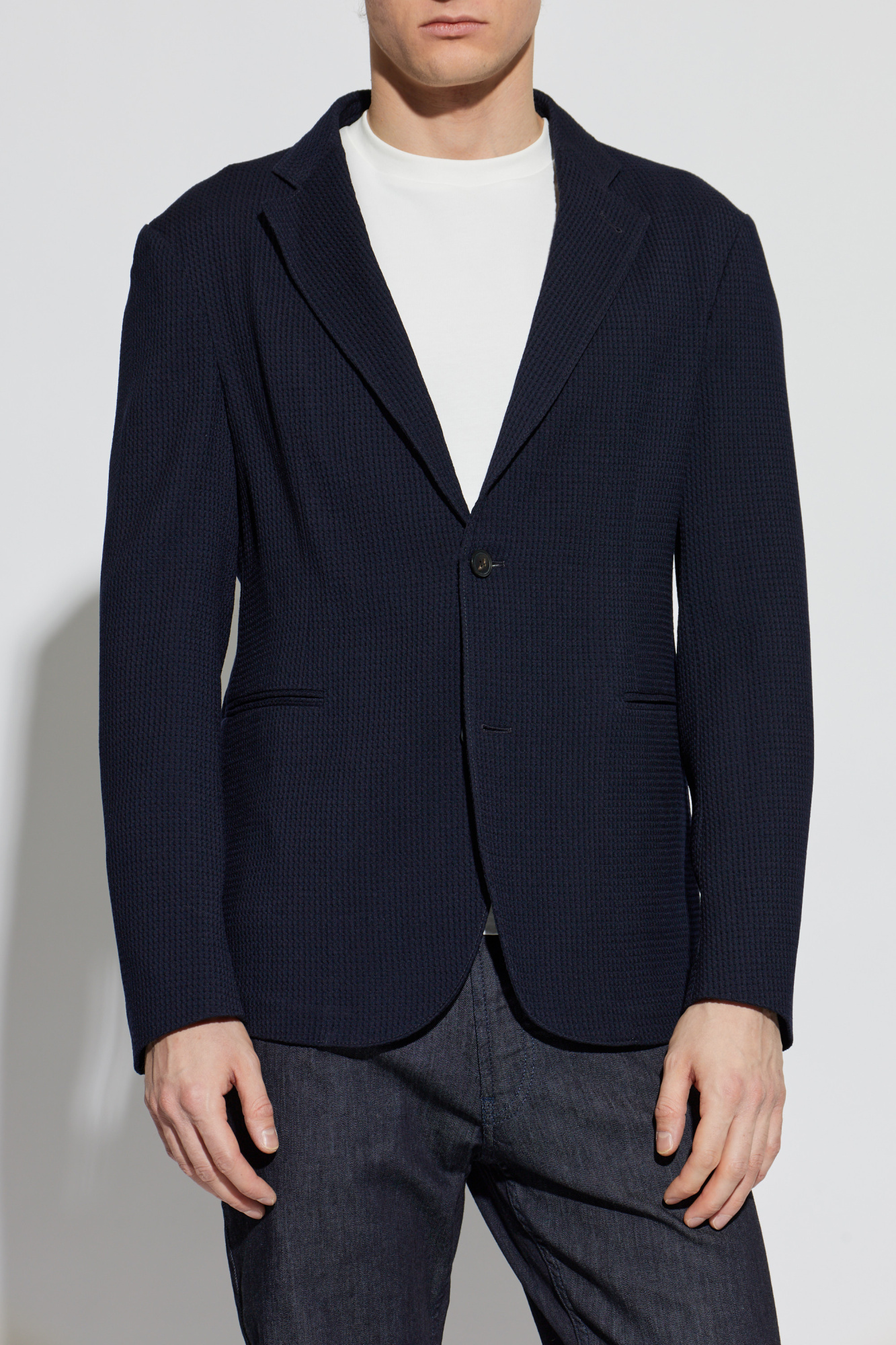 Emporio Armani Wool blazer with notch lapels | Men's | Vitkac